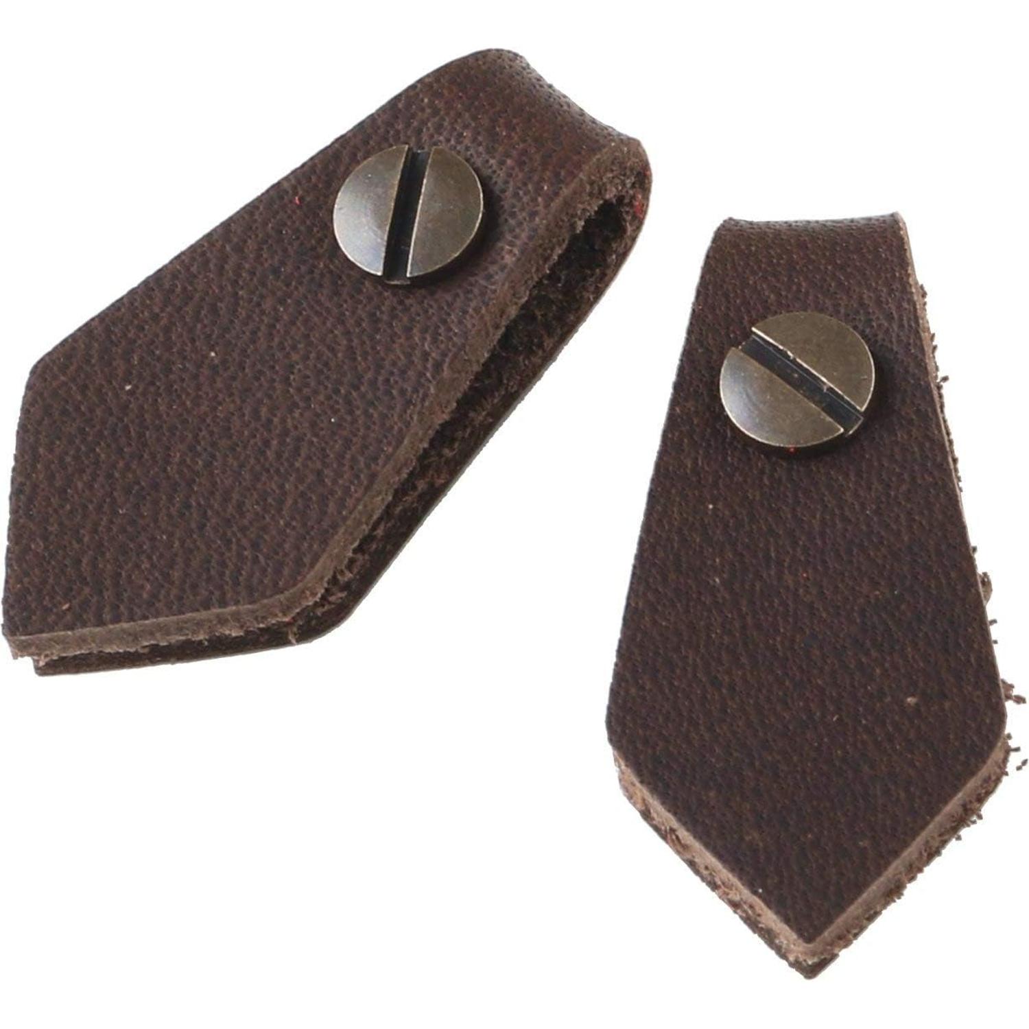 日本紐釦貿易 Y.K.K 本革 ファスナー引き手パーツ ペンタゴン型 ネジ式カシメ付き 約15mm×30mm 焦げ茶 LSP-DC (ご注文単位1束)【直送品】