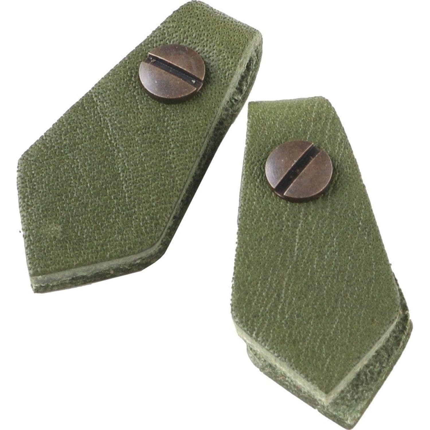 日本紐釦貿易 Y.K.K 本革 ファスナー引き手パーツ ペンタゴン型 ネジ式カシメ付き 約15mm×30mm グリーン LSP-G (ご注文単位1束)【直送品】