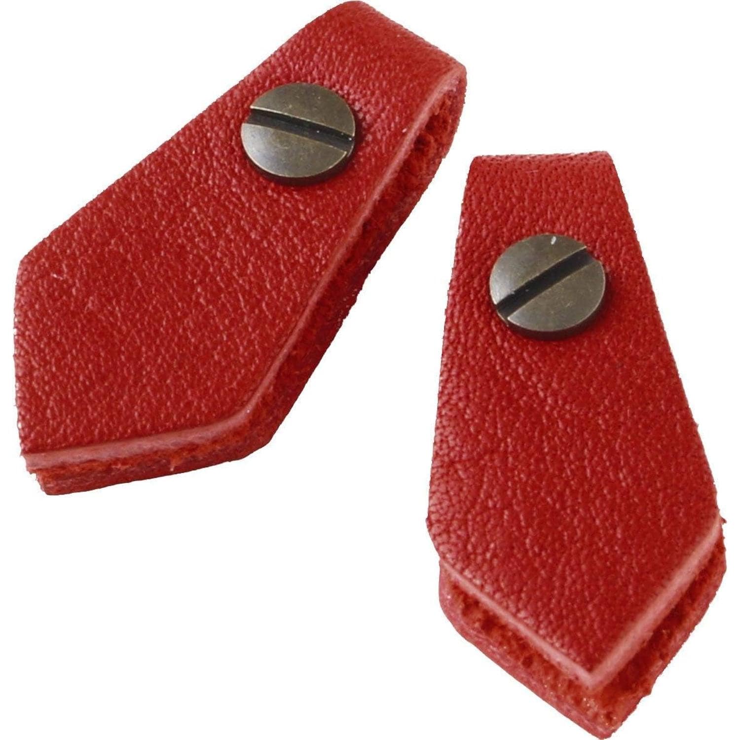 日本紐釦貿易 Y.K.K 本革 ファスナー引き手パーツ ペンタゴン型 ネジ式カシメ付き 約15mm×30mm 赤 LSP-R (ご注文単位1束)【直送品】