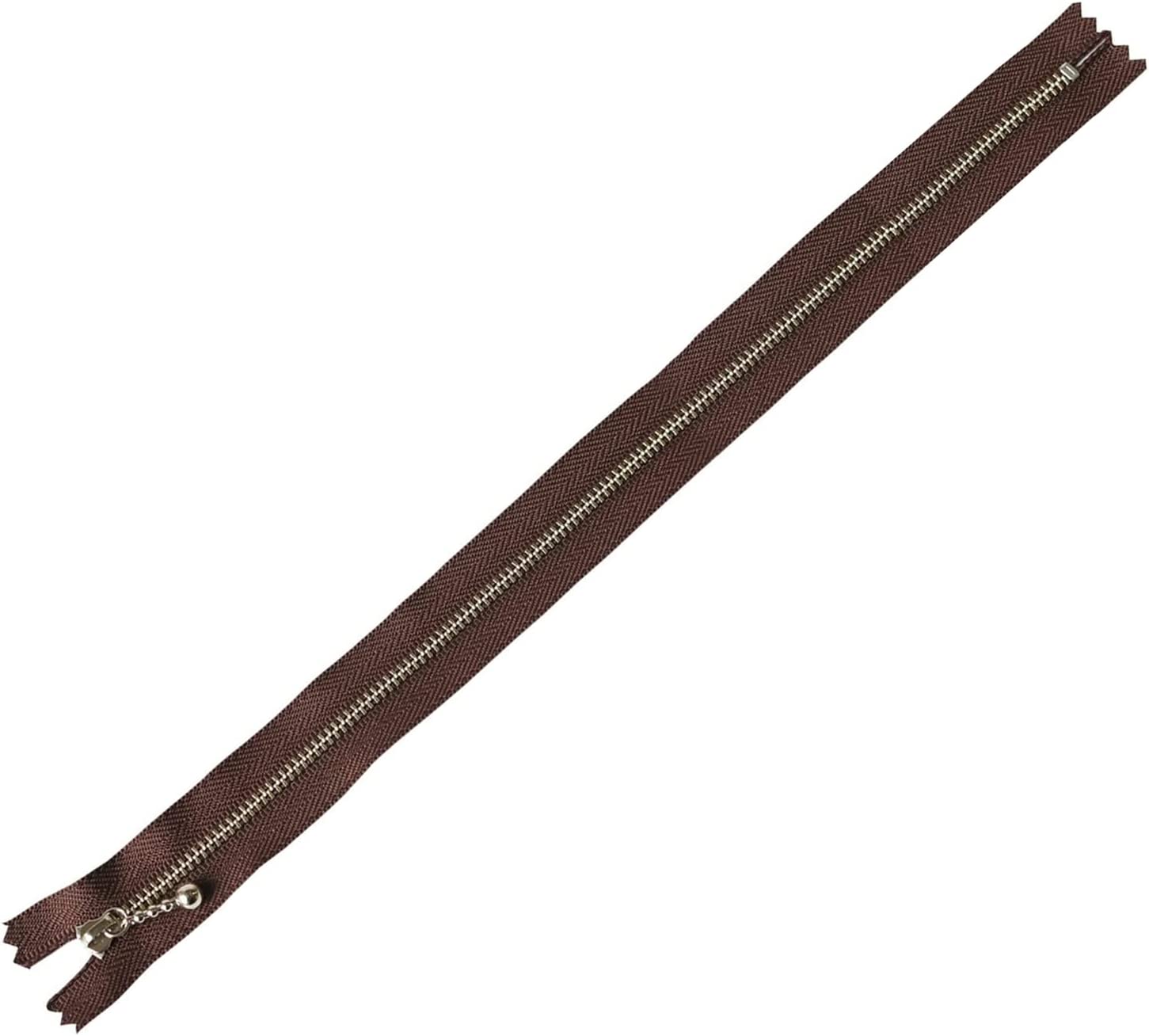 日本紐釦貿易 Y.K.K 玉付きファスナーシルバー 30cm col.563 薄茶 10本入り 3N30-563 （ご注文単位1束）【直送品】
