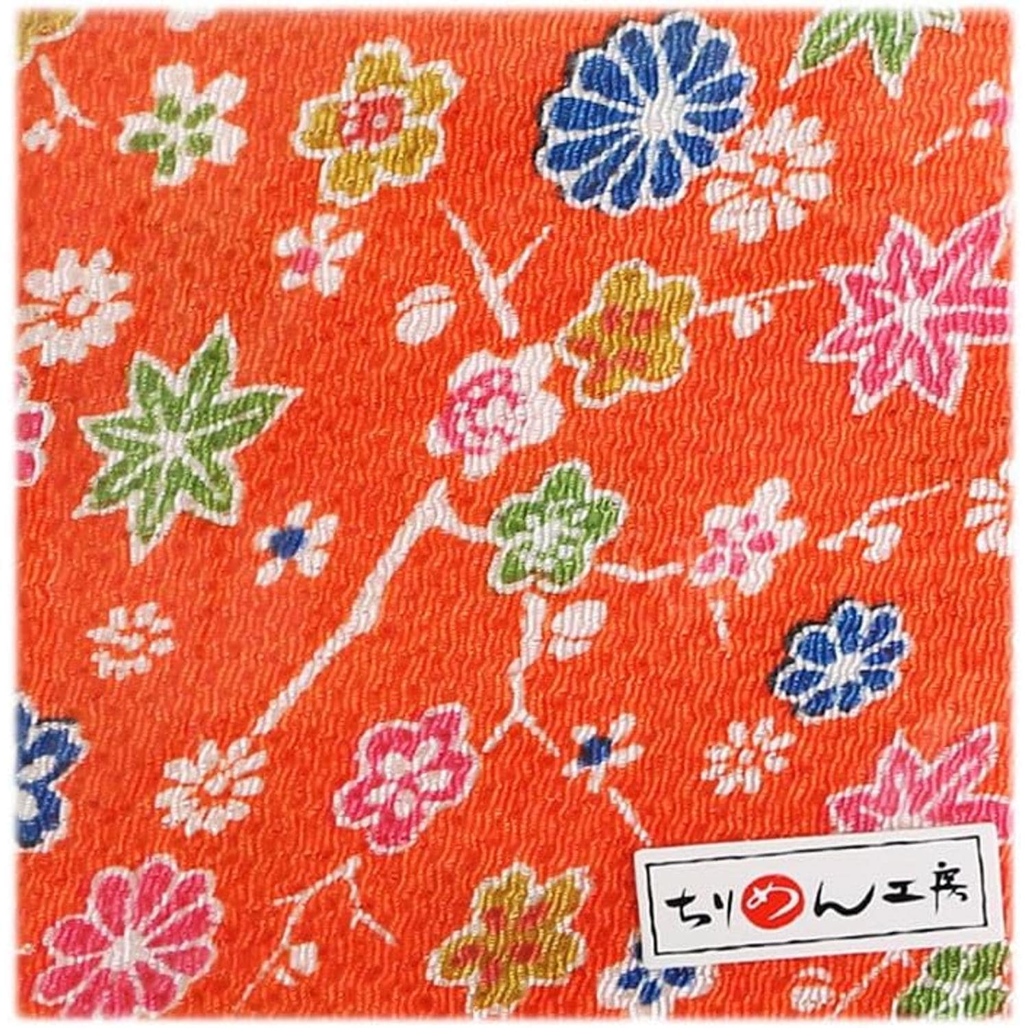 日本紐釦貿易 ちりめんカット 友禅 約23×33cm 鹿子柄 橙色 Y005-06 （ご注文単位1枚）【直送品】