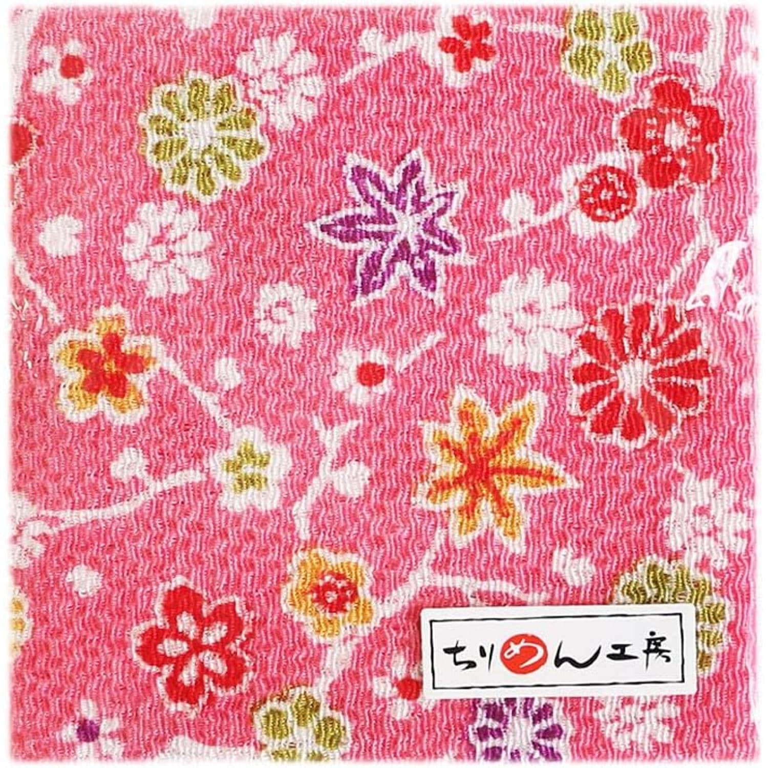 >日本紐釦貿易 ちりめんカット 友禅 約23×33cm 鹿子柄 桃色 Y005-40 (ご注文単位1枚)【直送品】