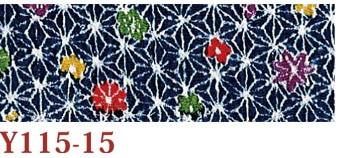 日本紐釦貿易 ちりめんカット 友禅 約23×33cm 花柄 紺 Y115-15 （ご注文単位1枚）【直送品】