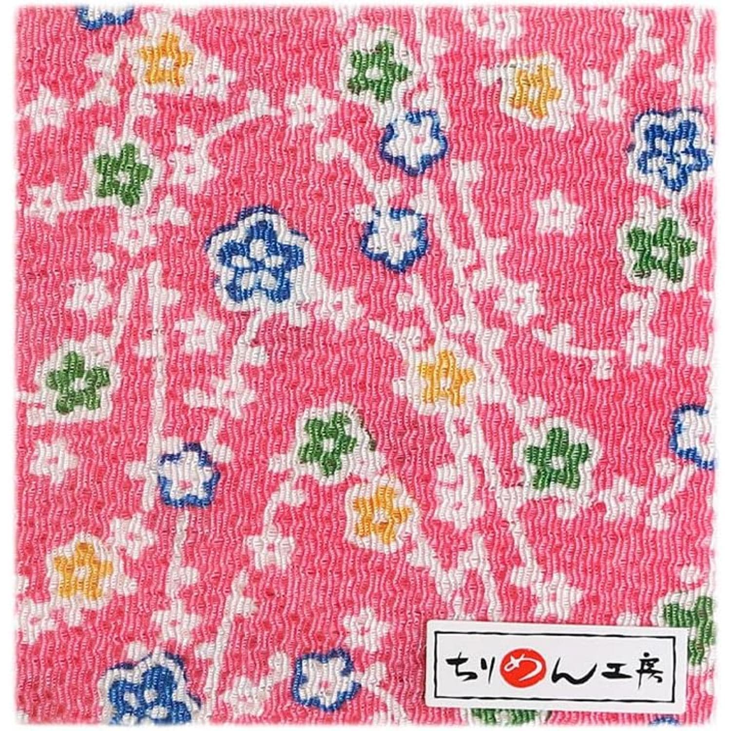 日本紐釦貿易 ちりめんカット 友禅 約23×33cm 花柄 桃色 Y185-08 （ご注文単位1枚）【直送品】