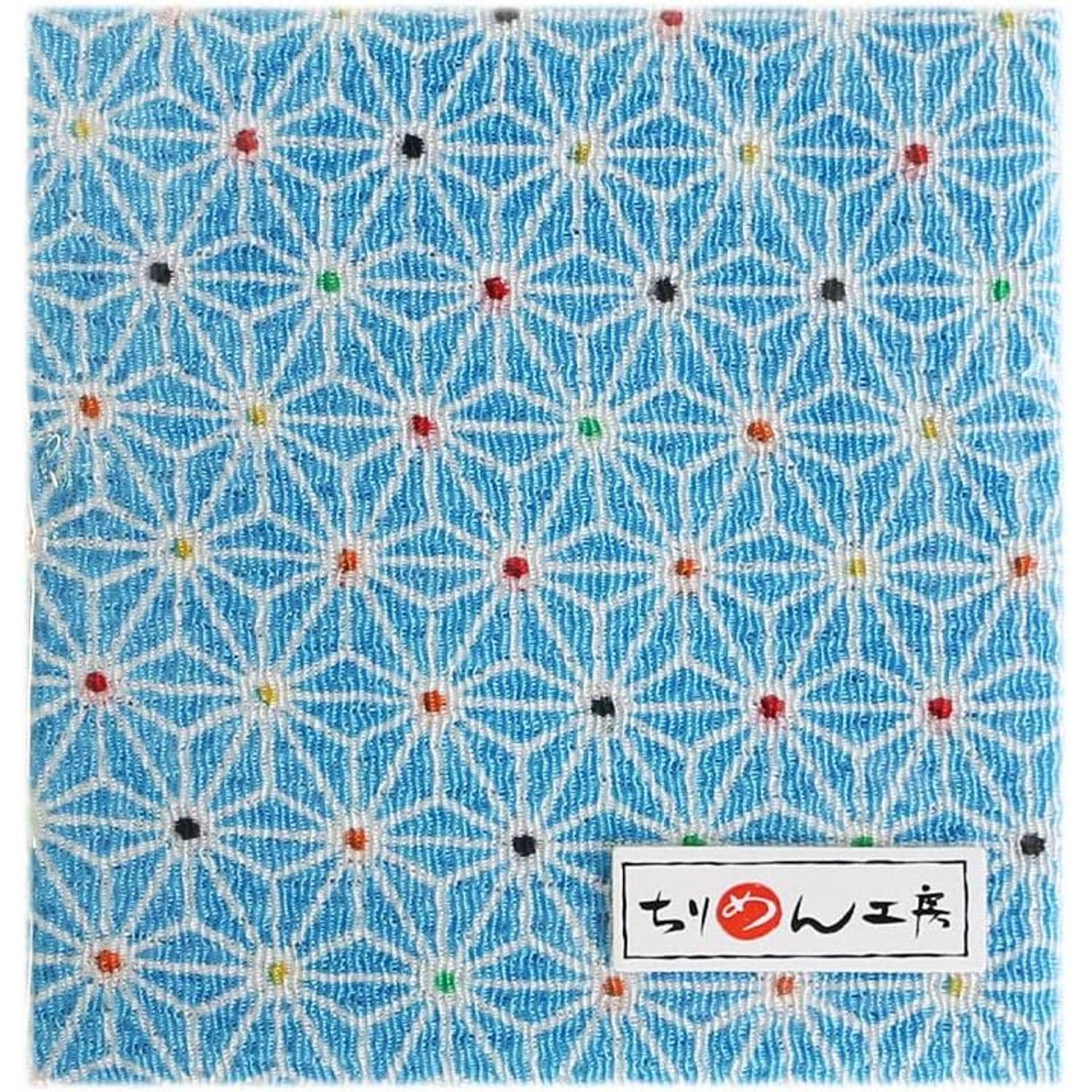 日本紐釦貿易 ちりめんカット 友禅 約23×33cm 麻の葉柄 水色 Y199-26 （ご注文単位1枚）【直送品】