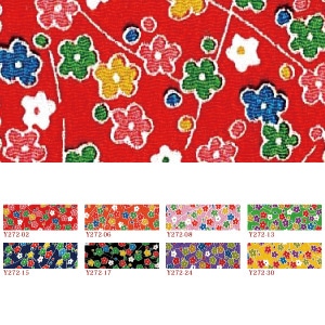 日本紐釦貿易 ちりめんカット 友禅 約23×33cm 花柄 桃色 Y272-08 (ご注文単位1枚)【直送品】