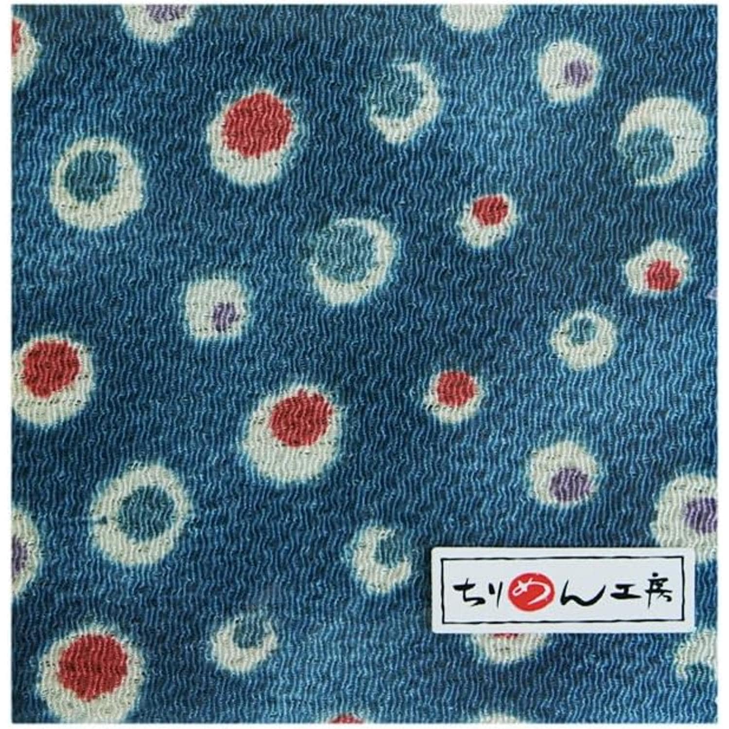 日本紐釦貿易 ちりめんカット 友禅 約23×33cm 水玉柄 青 YM01-04 （ご注文単位1枚）【直送品】
