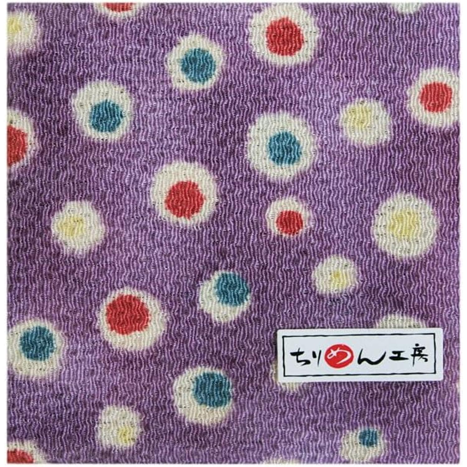 日本紐釦貿易 ちりめんカット 友禅 約23×33cm 水玉柄 紫 YM01-05 （ご注文単位1枚）【直送品】