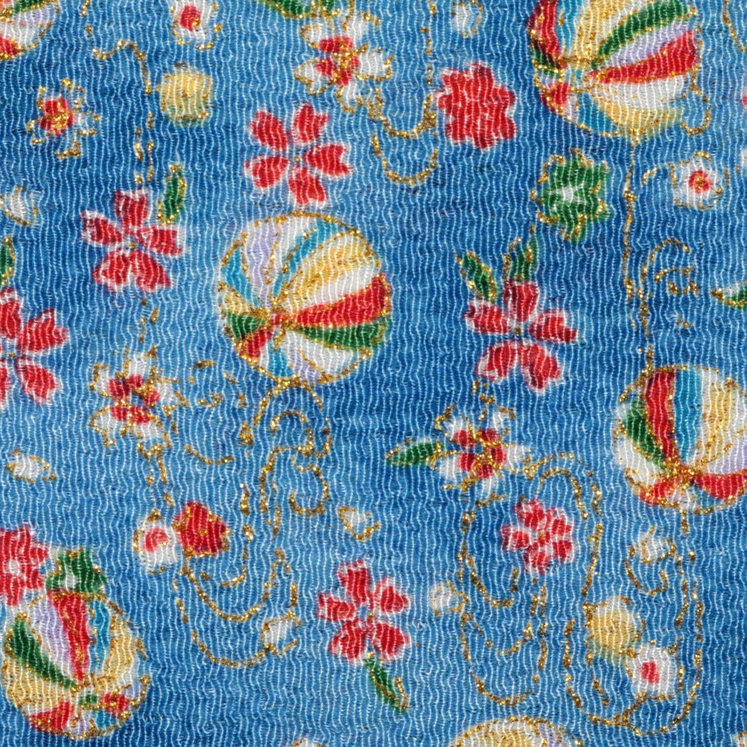 日本紐釦貿易 ちりめんカット 金彩 約23×33cm 手鞠柄 青 GH22-04 （ご注文単位1枚）【直送品】