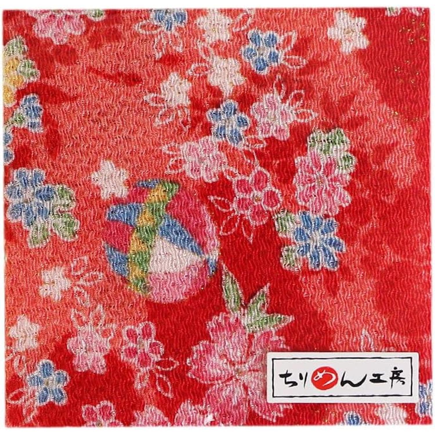 日本紐釦貿易 ちりめんカット 金彩 約23×33cm 手鞠柄 赤 GH41-01 （ご注文単位1枚）【直送品】
