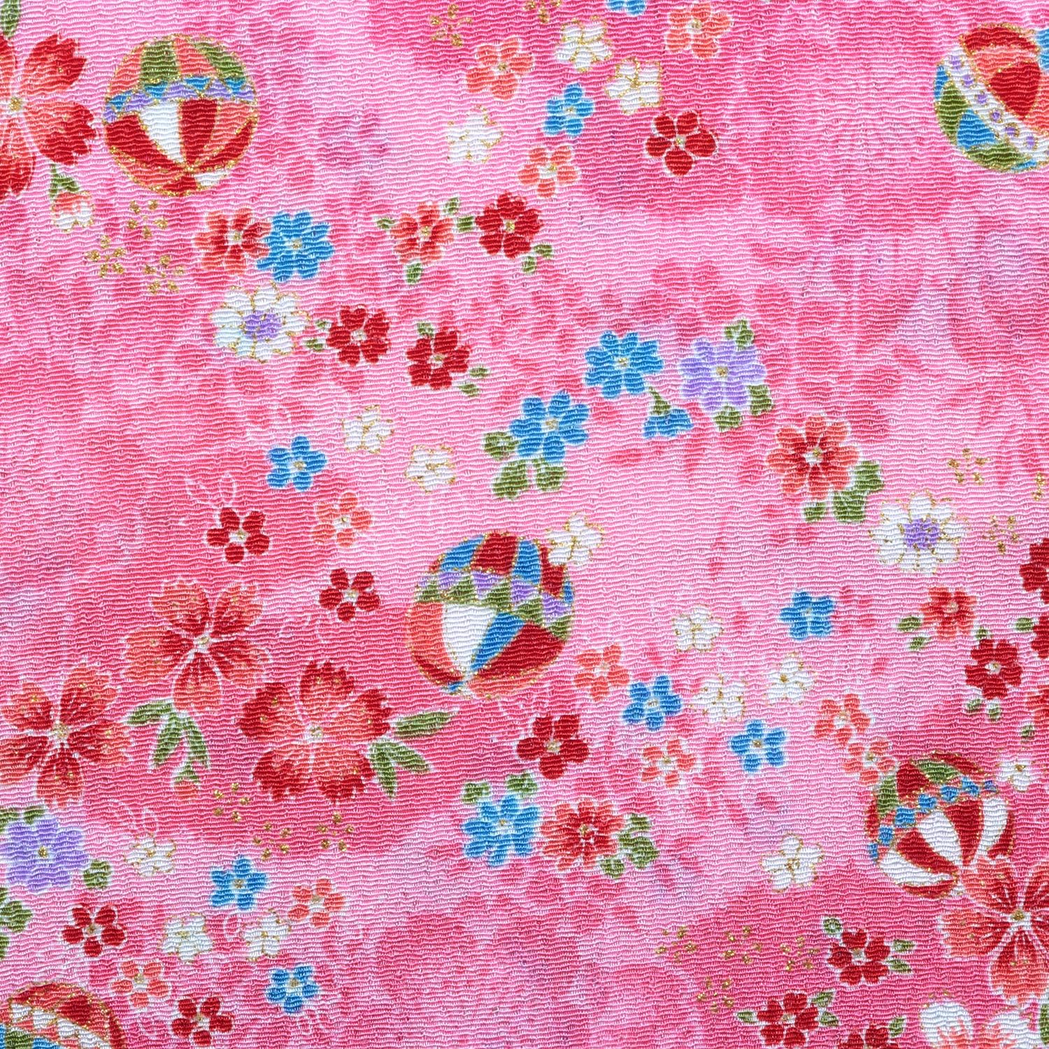 日本紐釦貿易 ちりめんカット 金彩 約23×33cm 手鞠柄 桃色 GH41-03 （ご注文単位1枚）【直送品】