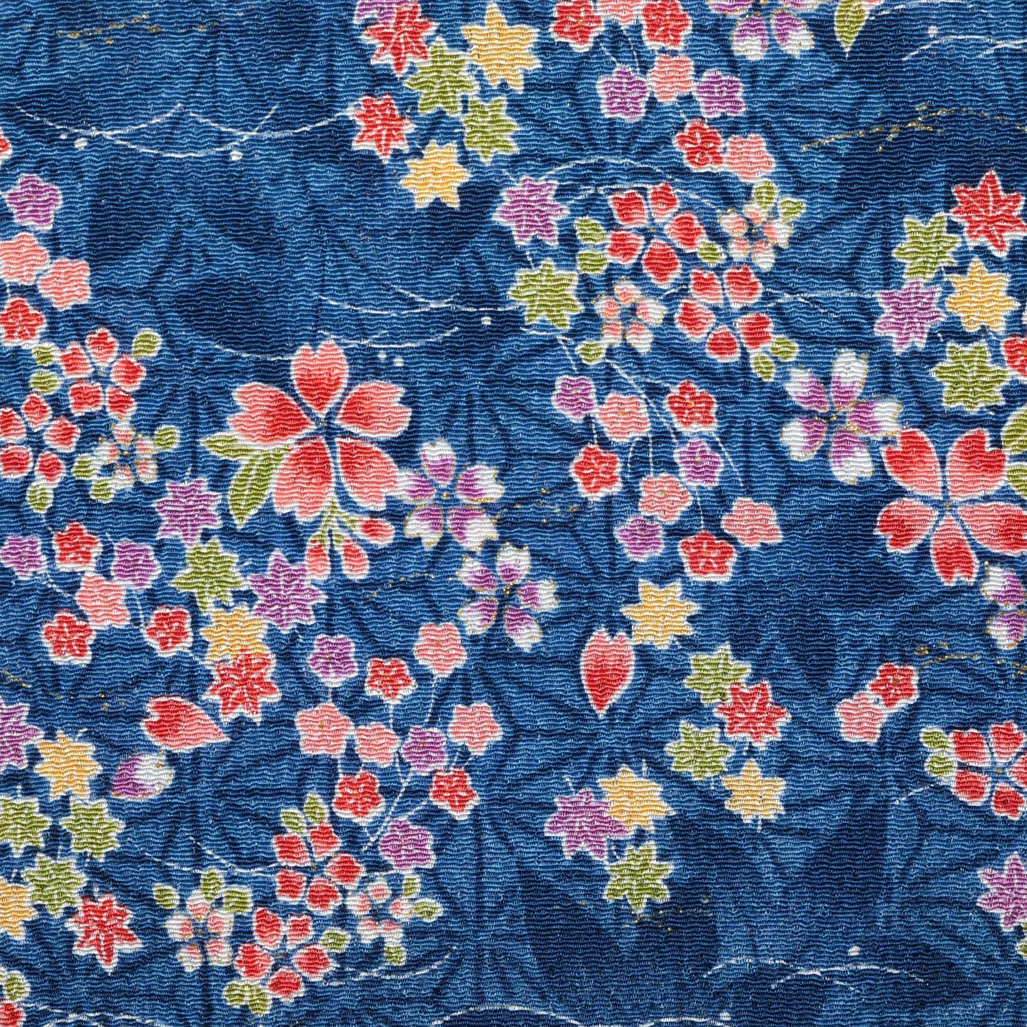日本紐釦貿易 ちりめんカット 金彩 約23×33cm 花柄 紺 GH42-04 （ご注文単位1枚）【直送品】