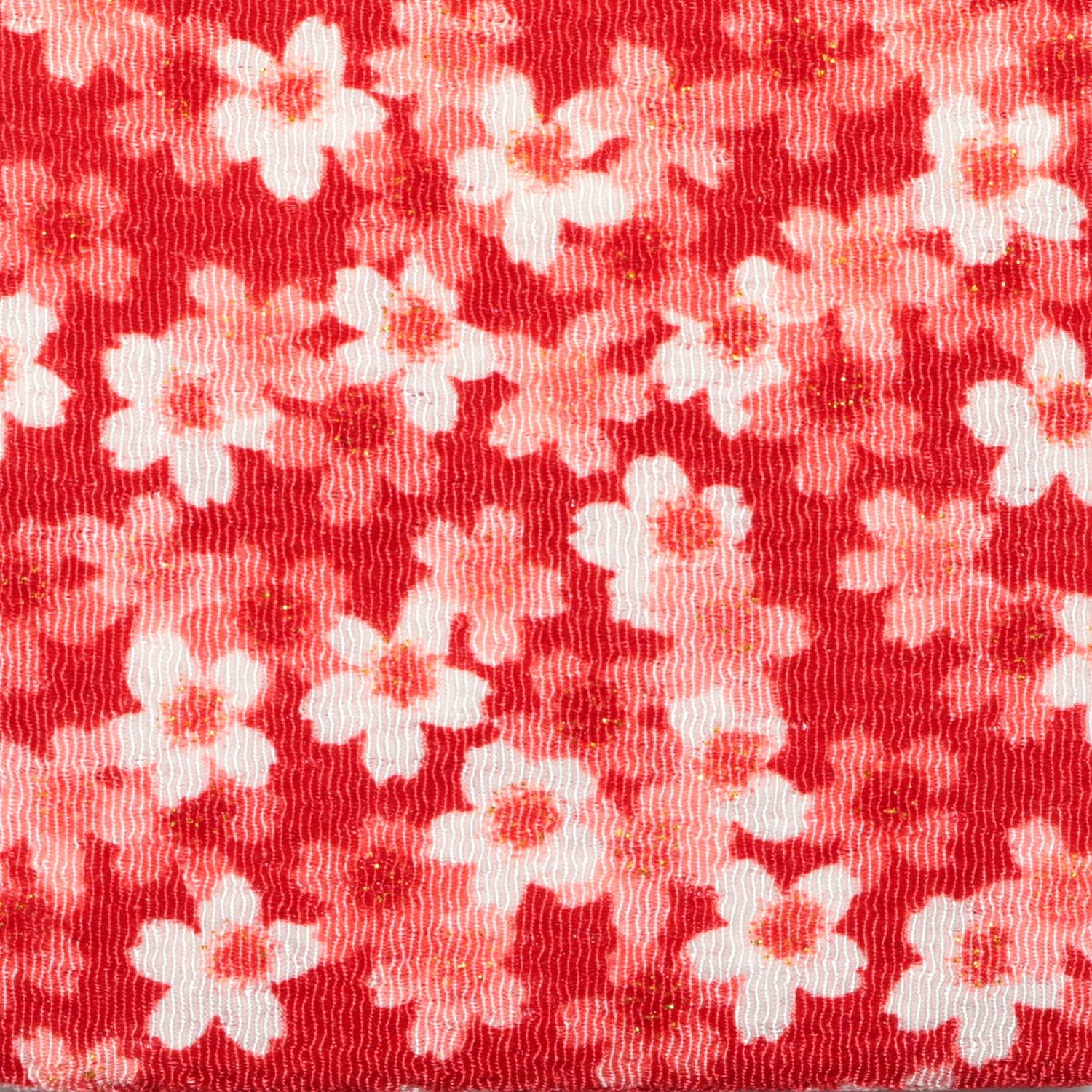 日本紐釦貿易 ちりめんカット 金彩 約23×33cm 桜柄 赤 GH47-01 （ご注文単位1枚）【直送品】