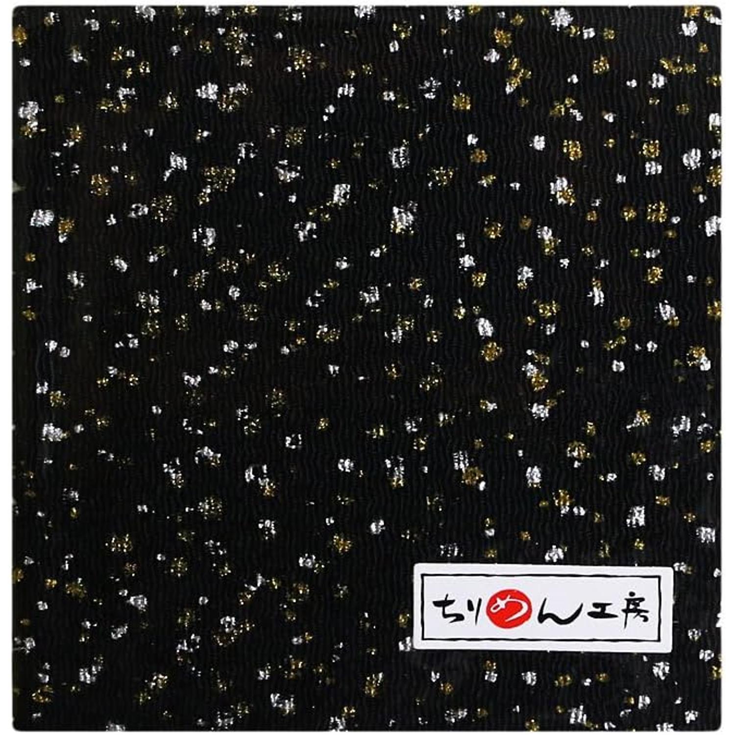 日本紐釦貿易 ちりめんカット 金彩 約23×33cm 黒 GSF-17 （ご注文単位1枚）【直送品】