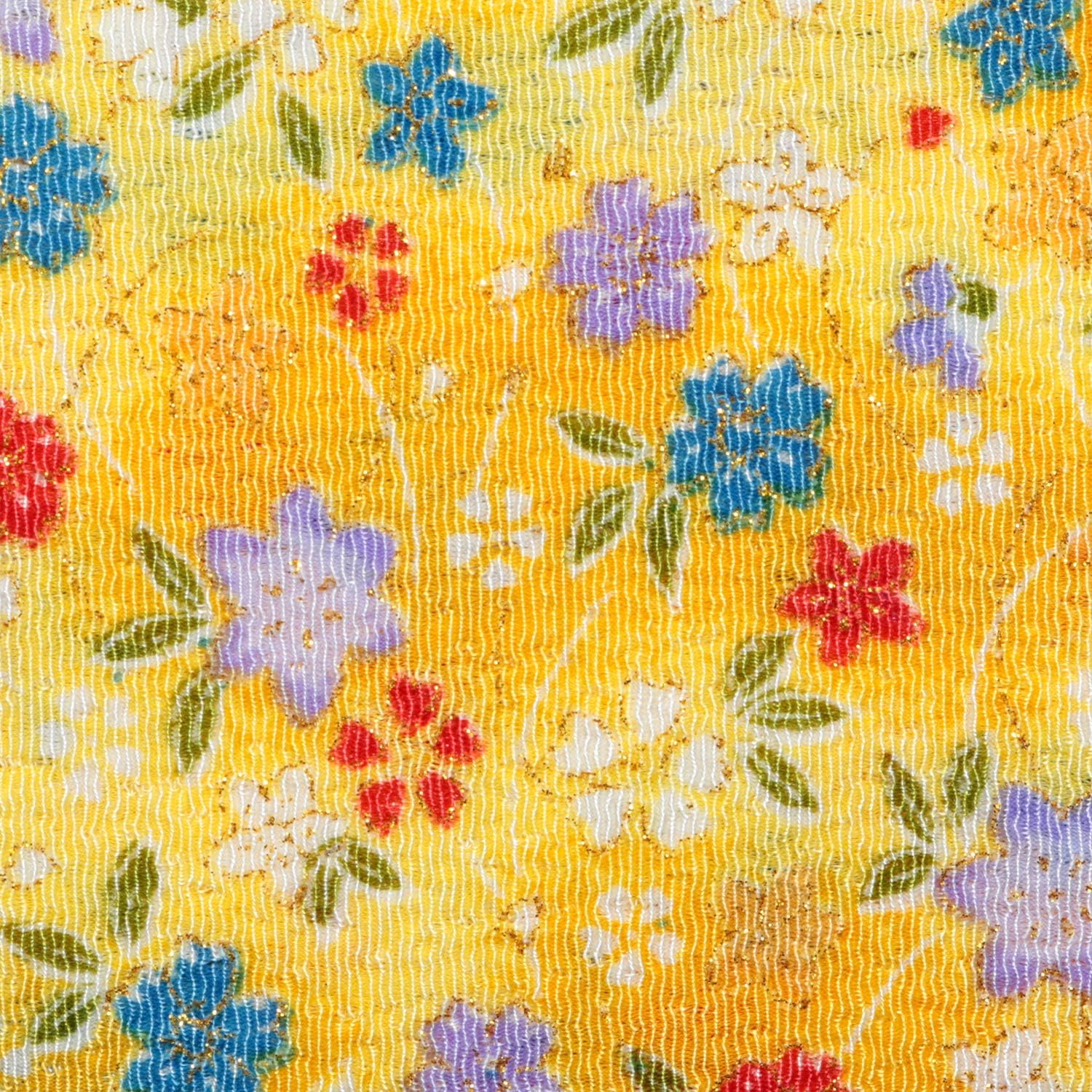 日本紐釦貿易 ちりめんカット 金彩 約23×33cm 花柄 黄色 GH21-04 （ご注文単位1枚）【直送品】
