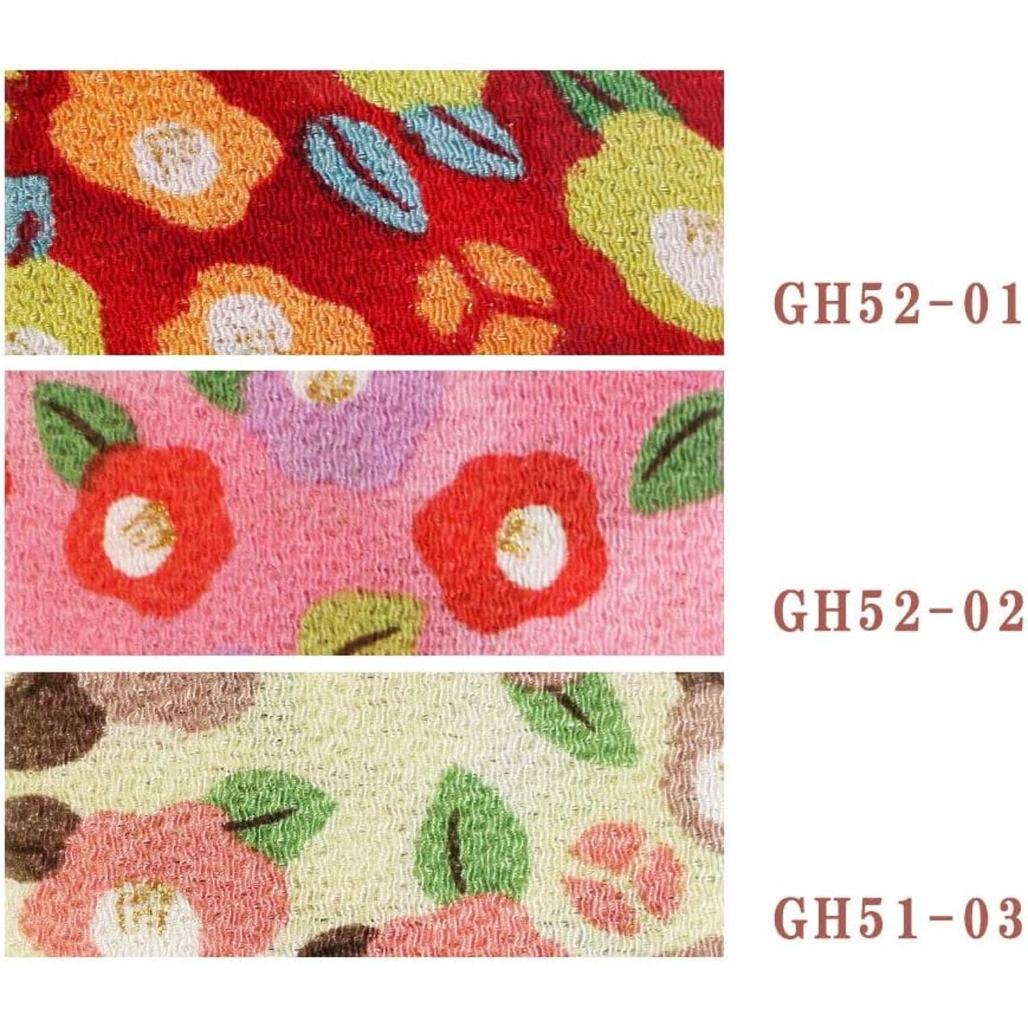日本紐釦貿易 ちりめんカット 金彩 約23×33cm 椿柄 桃色 GH52-02 (ご注文単位1枚)【直送品】