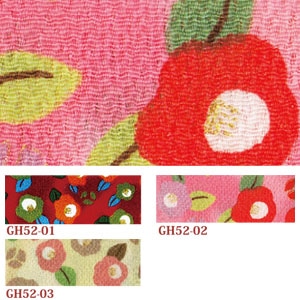 日本紐釦貿易 ちりめんカット 金彩 約23×33cm 椿柄 桃色 GH52-02 (ご注文単位1枚)【直送品】