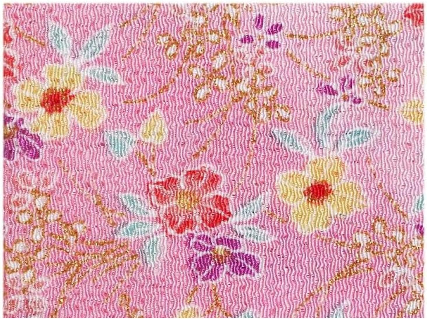 日本紐釦貿易 ちりめんカット 金彩 約23×33cm 花柄 桃色 GN45-01 （ご注文単位1枚）【直送品】