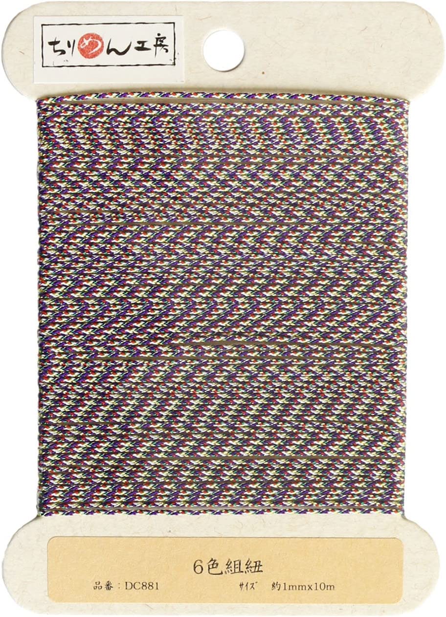日本紐釦貿易 6色組紐 約φ1mm×10m 1巻 DC881 (ご注文単位1巻)【直送品】