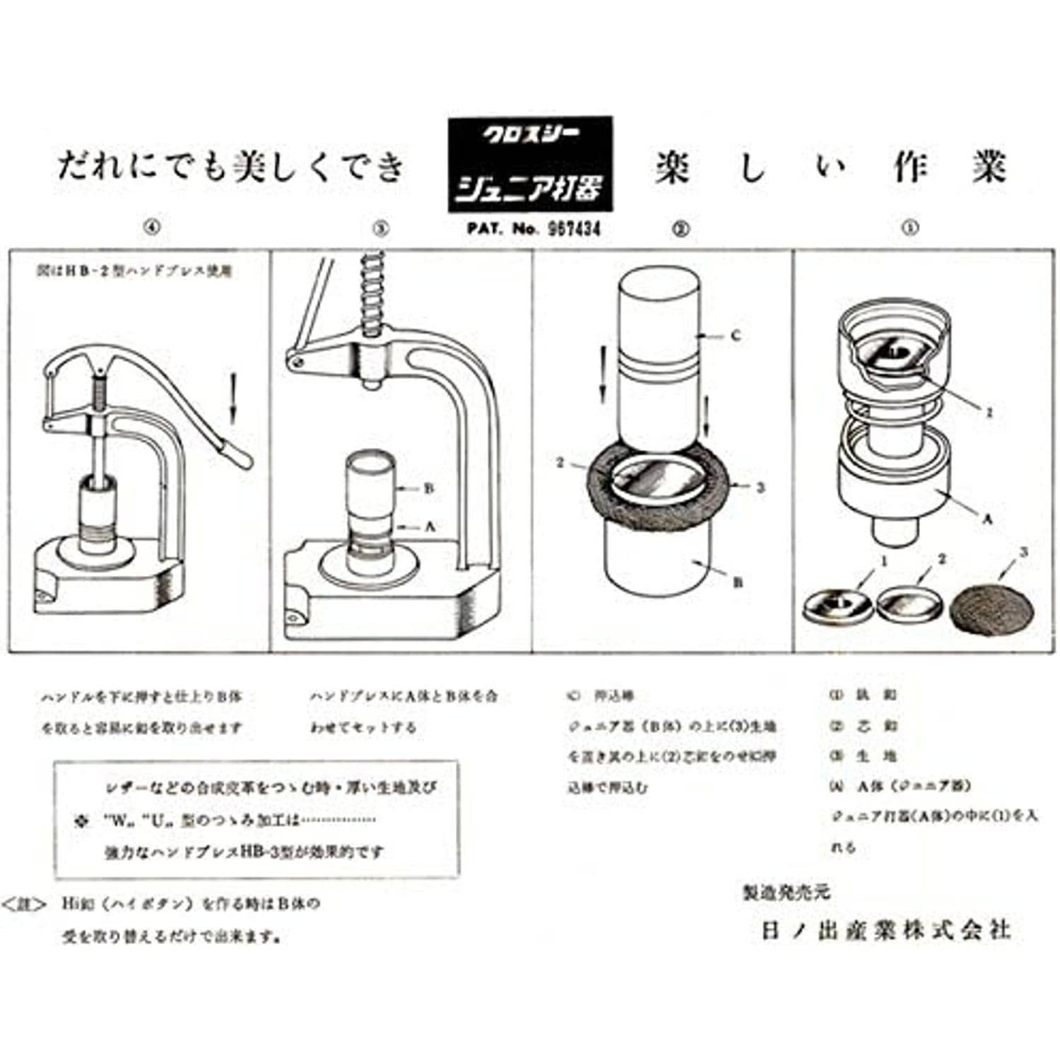 日本紐釦貿易 ClOTH-C クロスシー ハンドプレス機用コマ14mmホームツツミボタン用 F3-593 (ご注文単位1セット)【直送品】