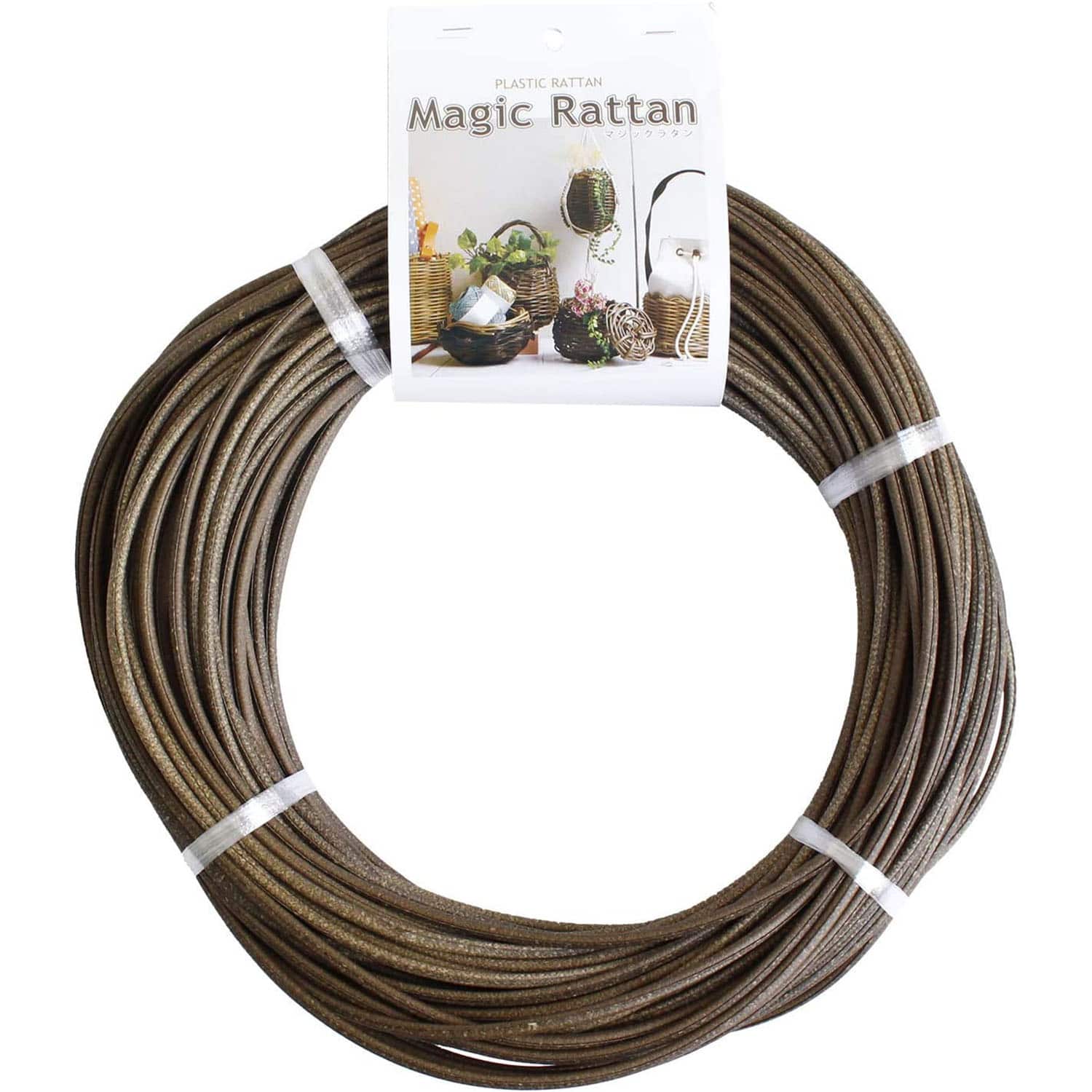 日本紐釦貿易 マジックラタン 丸芯 5mm×50m巻 茶 MLC11-A8 (ご注文単位1巻)【直送品】