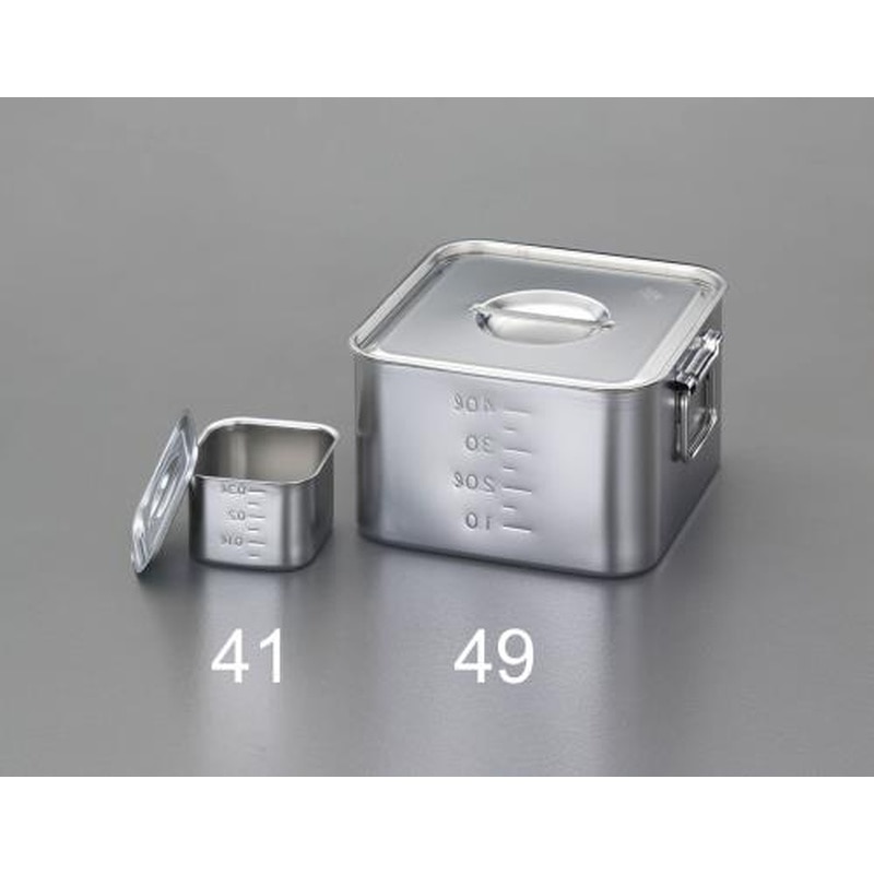 エスコ EA508SC-41 80x80x60mm浅型BOX(ステンレス/目盛り付) 1個（ご注文単位1個）【直送品】