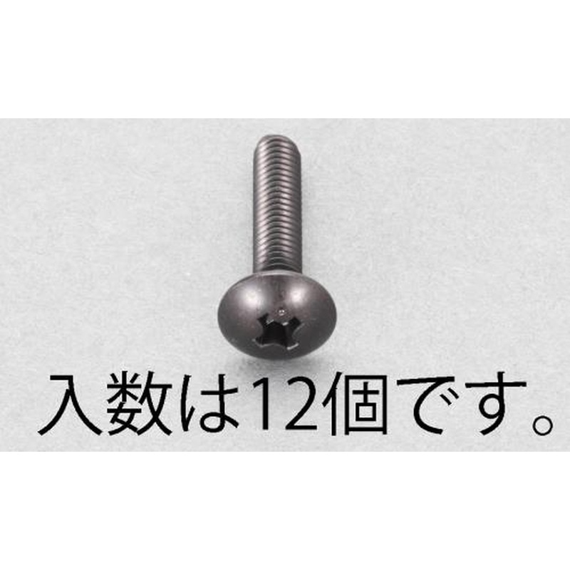 エスコ EA949TG-412 M4x12mmトラス頭小ねじ(ステンレス/黒色/12本) 1個（ご注文単位1個）【直送品】
