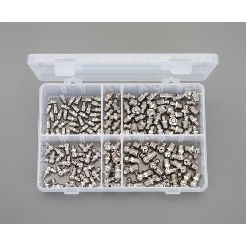 エスコ EA991CX-44 UNF1/4”-UNF5/16”-G1/8”グリースニップルセット 1個(ご注文単位1個)【直送品】