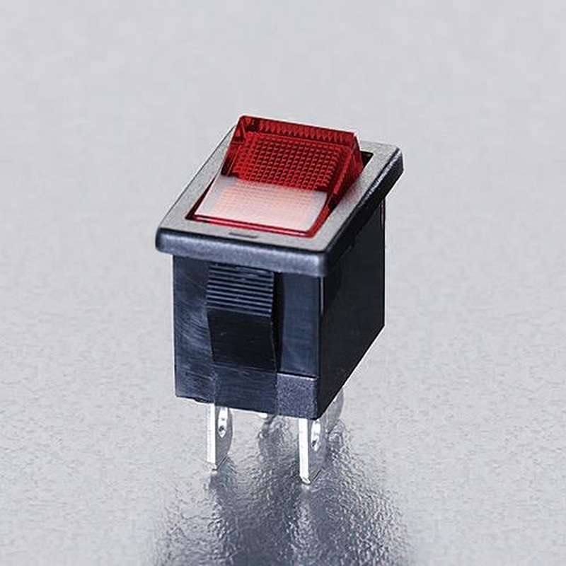 エスコ EA940DH-402 125V/9A2極単投/ネオン球照光ロッカースイッチ(赤) 1個(ご注文単位1個)【直送品】