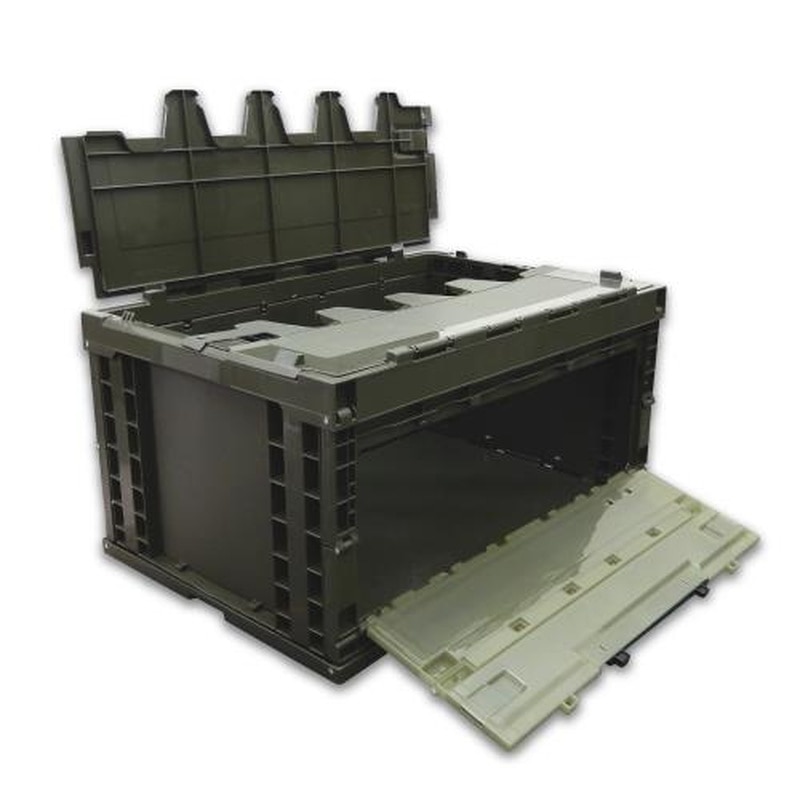 エスコ EA506AA-23D 649x439x327mm/76.2L折畳コンテナ(OD/蓋・扉付) 1個(ご注文単位1個)【直送品】