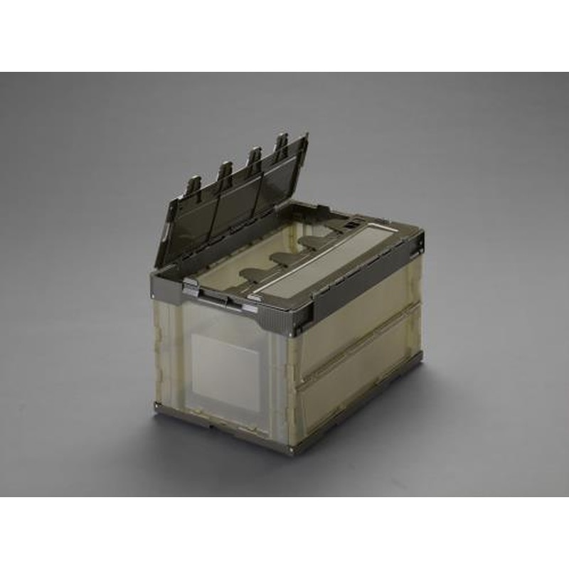 エスコ EA506AA-130D 530x366x334mm/50.4L折畳コンテナ(半透明/蓋) 1個(ご注文単位1個)【直送品】