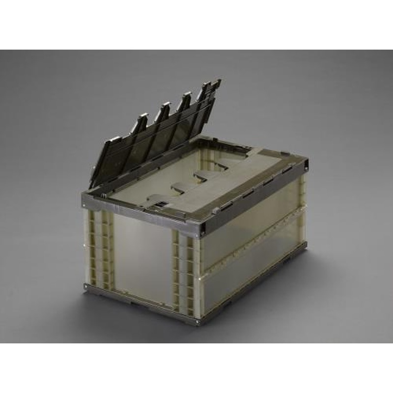 エスコ EA506AA-100E 649x439x340mm/73.9L折畳コンテナ(半透明・蓋/5コ 1個(ご注文単位1個)【直送品】