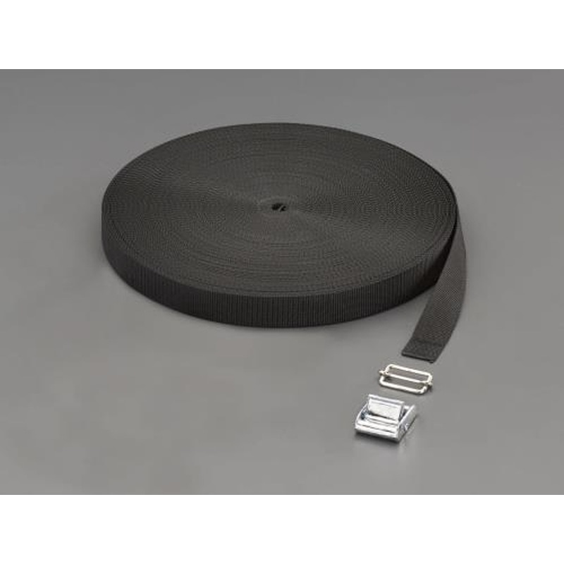 エスコ EA628PT-625 25x1.2mm/50m平織バンド・バックルセット(黒) 1個(ご注文単位1個)【直送品】