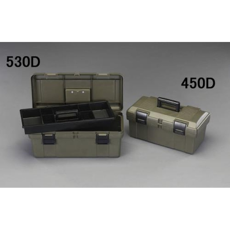 エスコ EA505K-450D 450x243x210mm工具箱(中皿付/OD色) 1個（ご注文単位1個）【直送品】