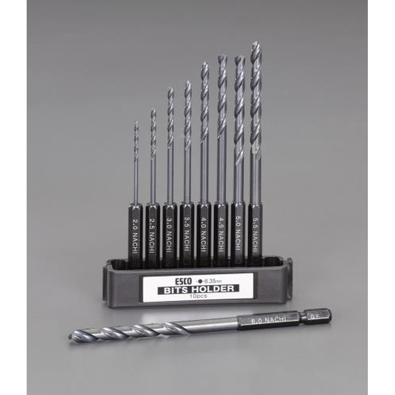 エスコ EA824NP-100 2.0-6.0mm9本組六角軸ステンレス用ドリル(CO-HSS) 1個(ご注文単位1個)【直送品】