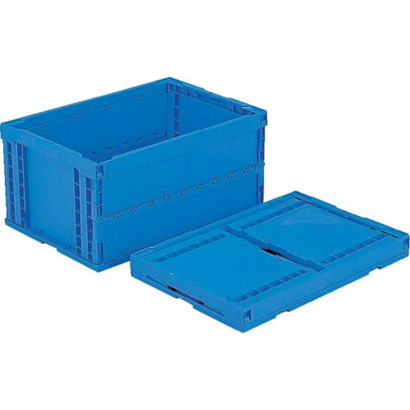 エスコ EA506AA-18 649x439x327mm/76.5L折畳コンテナ(青) 1個（ご注文単位1個）【直送品】