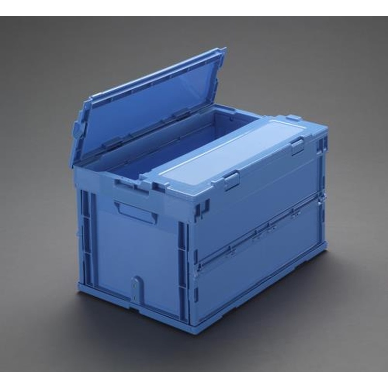 エスコ EA506AA-77 530x366x340mm/49.8L折畳コンテナ(ロック付・青) 1個（ご注文単位1個）【直送品】