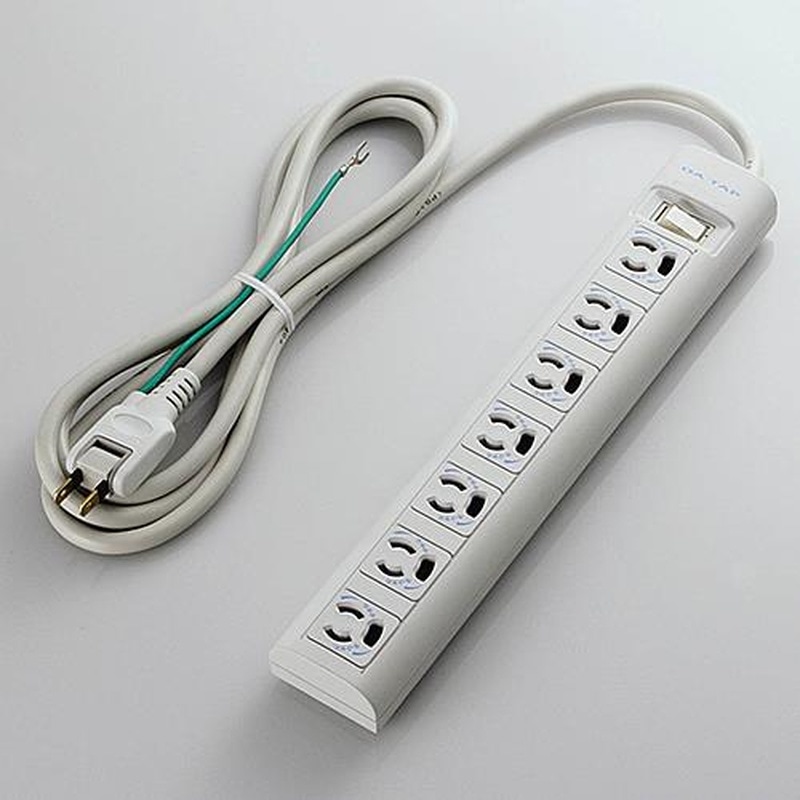 エスコ EA815GL-45AA AC125V/15Ax2mタップ(7口・抜け止・マグネット付) 1個(ご注文単位1個)【直送品】