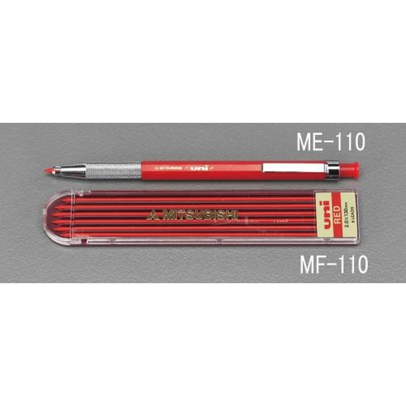 エスコ EA765MF-110 2.0mmシャープペンシル替芯(6本/赤) 1個（ご注文単位1個）【直送品】