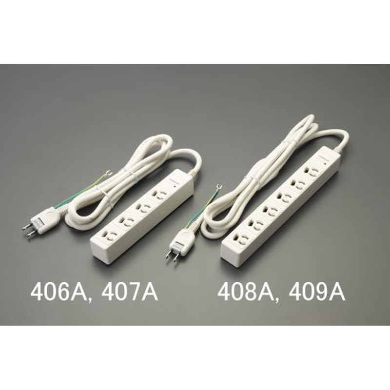 エスコ EA815GL-407A AC125V/15Ax5m/4口タップ(抜け止め・雷サージ) 1個（ご注文単位1個）【直送品】