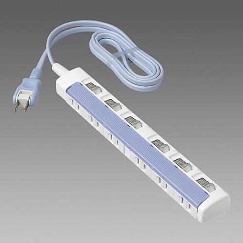 エスコ EA815GL-132A AC125V/15Ax 2m タップ(6口・個別スイッチ付) 1個 （ご注文単位1個）【直送品】