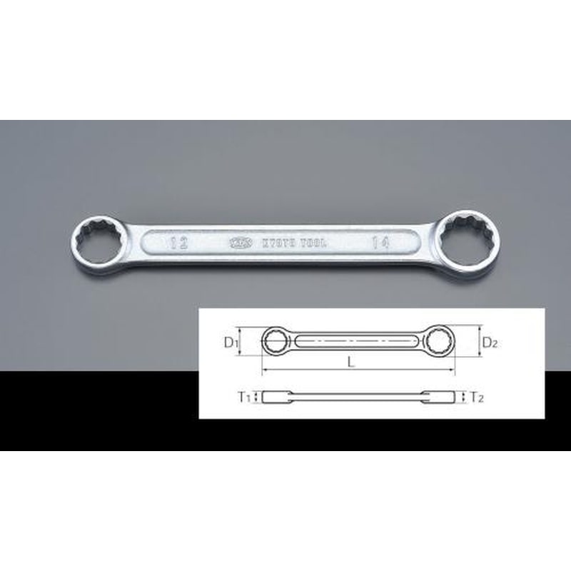 エスコ EA616DB-2 10x12mm両口めがねレンチ(ショート・ストレート) 1個（ご注文単位1個）【直送品】