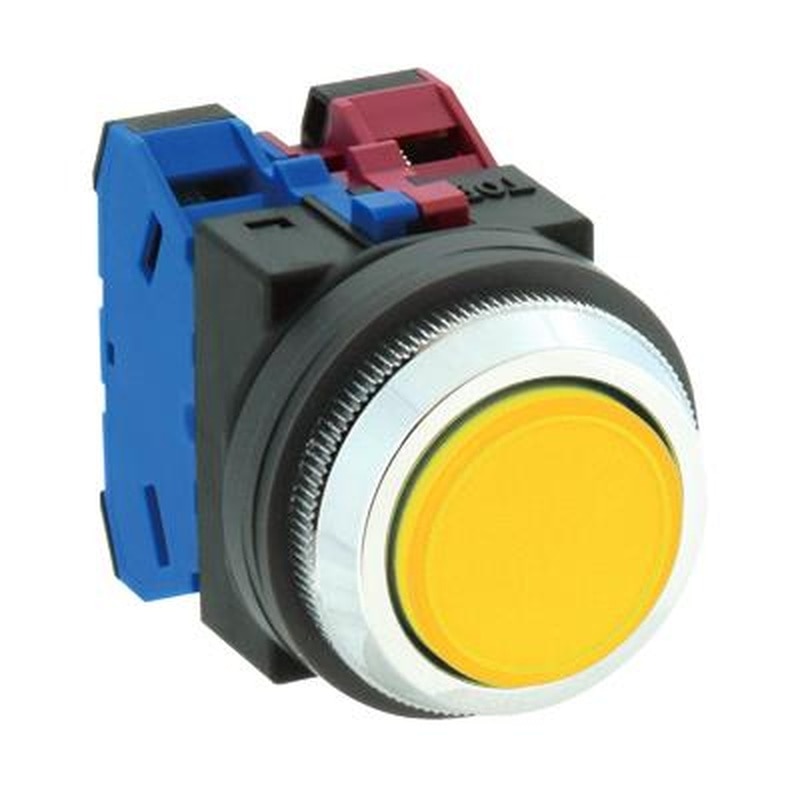 エスコ EA940D-3Y 1a-1b/30mm押しボタンスイッチ(平型/黄) 1個(ご注文単位1個)【直送品】