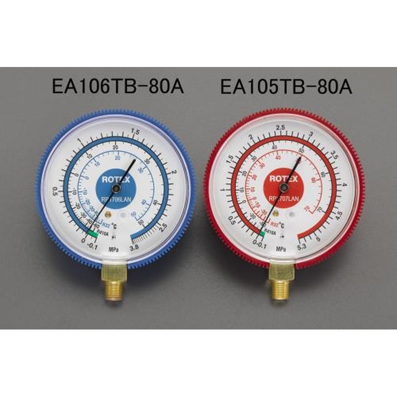 エスコ EA106TB-80A[R32・R410A]φ80mm圧力計 1個（ご注文単位1個）【直送品】