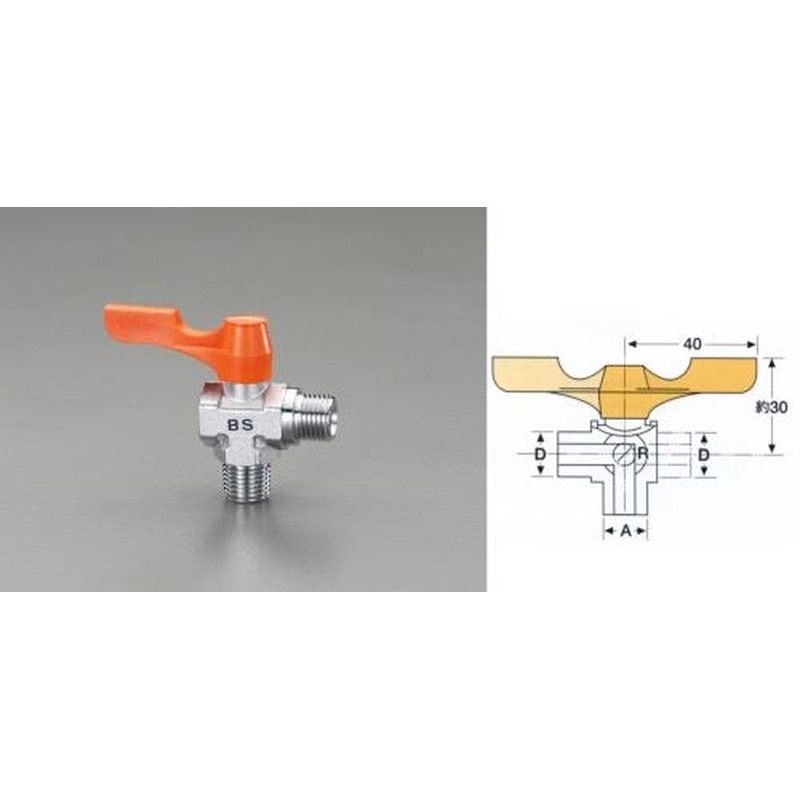 エスコ EA425BS-322 R1/4”xG1/4”ミニボールバルブ 1個(ご注文単位1個)【直送品】