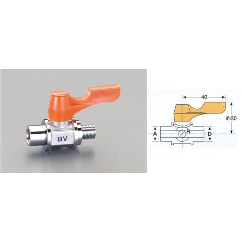 エスコ EA425BV-33 Rc3/8”xG3/8”ミニボールバルブ 1個(ご注文単位1個)【直送品】