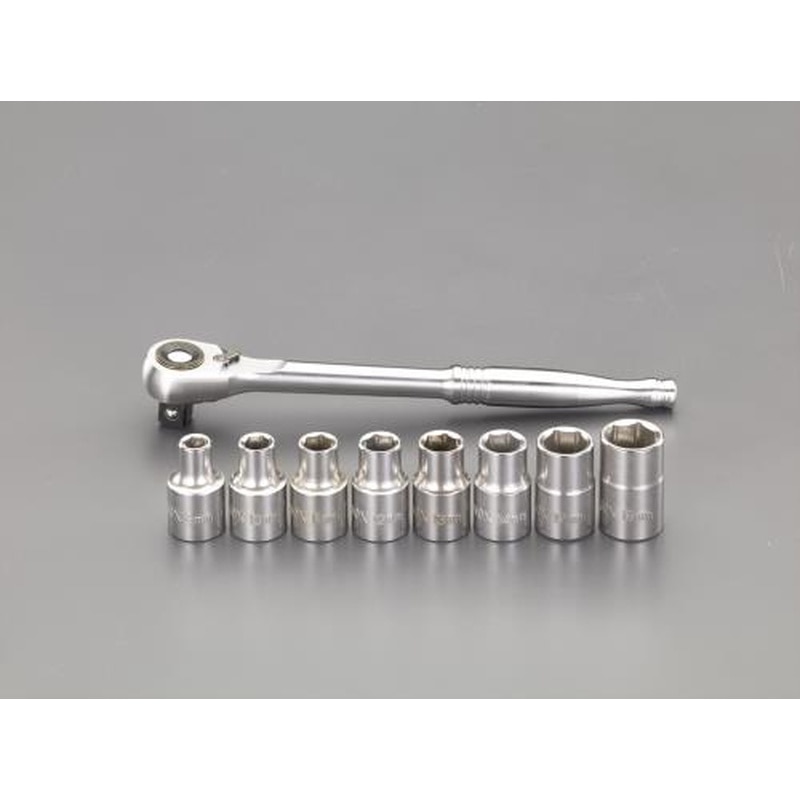 エスコ EA617CC-30 1/2”DR/8-19mm(ステンレス製)ソケットレンチセット 1個（ご注文単位1個）【直送品】
