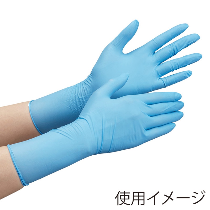 ミドリ安全 ニトリル手袋 ロング 粉なし ベルテ756H M ブルー 100枚入 4049168652 1箱（ご注文単位1箱）【直送品】