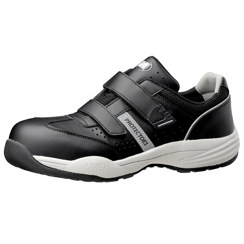 ミドリ安全 小指保護先芯入りスニーカー（マジックタイプ） PF-115ブラック　22.5cm 21250361 1組（ご注文単位1組）【直送品】