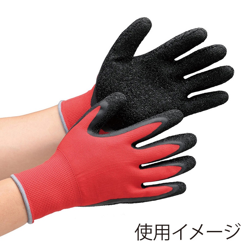 ミドリ安全 ハイグリップ 天然ゴム背抜き手袋 L MHG130 レッド×ブラック 4044101230 1組（ご注文単位1組）【直送品】